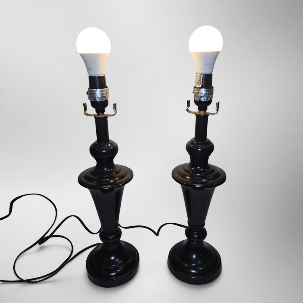 Intertek Table Lamp Set Pair Bronze Black Traditional Metal Bedside Good